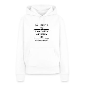 Diskussion Streit diskutieren Recht streiten - Frauen Premium Bio Hoodie - Weiß - Vorne - Julia (174cm)