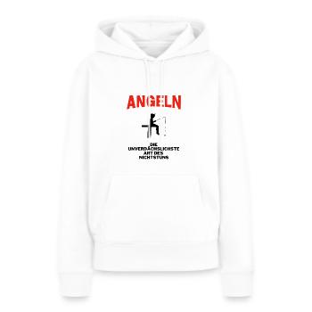 Angeln für Nichtstuer - Frauen Premium Bio Hoodie - Weiß - Vorne - Julia (174cm)