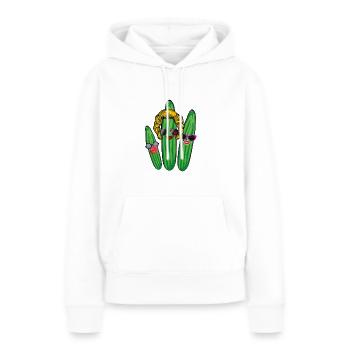 Trio de concombre,Concombre,Concombre,Concombre,Lunettes de soleil - Sweat à capuche Premium bio Femme - blanc - Devant - Julia (174cm)