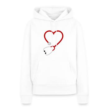 Stéthoscope cœur - Sweat à capuche Premium bio Femme - blanc - Devant - Julia (174cm)