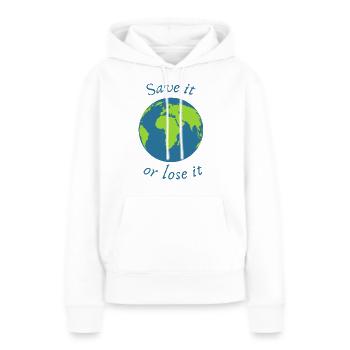 l’enregistrer ou le perdre - Sweat à capuche Premium bio Femme - blanc - Devant - Julia (174cm)