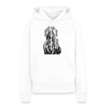 Notre-Dame des Douleurs Vierge Marie Mater Dolorosa - Sweat à capuche Premium bio Femme - blanc - Devant - Julia (174cm)