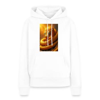 Mehen, dieu serpent d’or enroulé autour du solaire de Râ - Sweat à capuche Premium bio Femme - blanc - Devant - Julia (174cm)