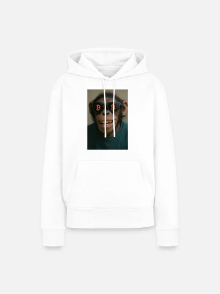 Bitcoin meets Monkey Joe - Frauen Premium Bio Hoodie - Weiß