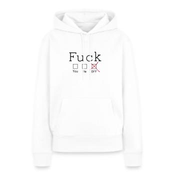 Fuck off 2c - Sweat à capuche Premium bio Femme - blanc - Devant - Julia (174cm)