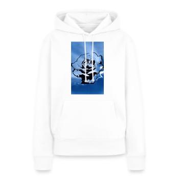 Fleur de ciel bleu foncé - Sweat à capuche Premium bio Femme - blanc - Devant - Julia (174cm)