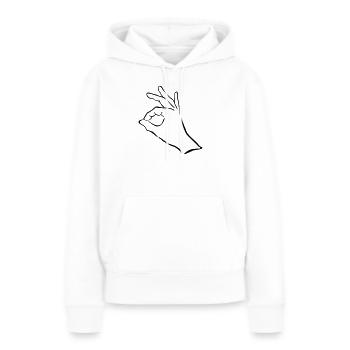 main - Sweat à capuche Premium bio Femme - blanc - Devant - Julia (174cm)