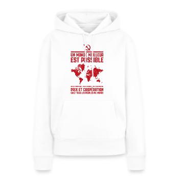 Internationalisme communiste - Sweat à capuche Premium bio Femme - blanc - Devant - Julia (174cm)