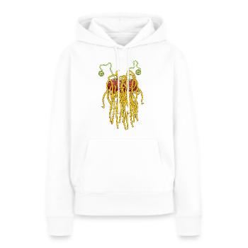 Pastafari - Monstre spaghetti volant - Sweat à capuche Premium bio Femme - blanc - Devant - Julia (174cm)
