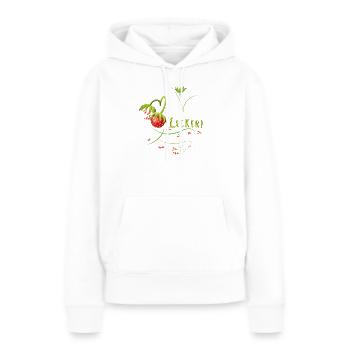 Erdbeerzeit, lecker, Erdbeere - Frauen Premium Bio Hoodie - Weiß - Vorne - Julia (174cm)