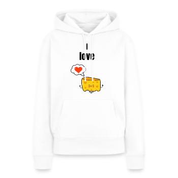 I Love Cheese - Cadeau - Sweat à capuche Premium bio Femme - blanc - Devant - Julia (174cm)