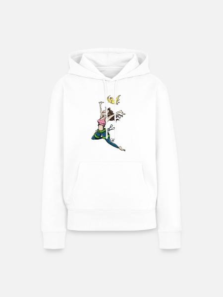 Fliegende Kletterin mit Vogel - Frauen Premium Bio Hoodie - Weiß