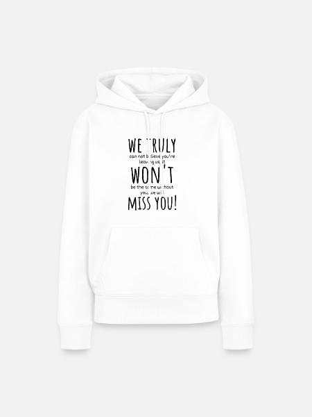 Abschiedsgeschenk für Kollegen, Abschiedsgeschenke - Dame Premium hoodie, økologisk bomuld - hvid