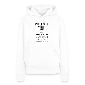 Cadeau d’adieu pour les collègues, cadeaux d’adieu - Sweat à capuche Premium bio Femme - blanc - Devant - Julia (174cm)