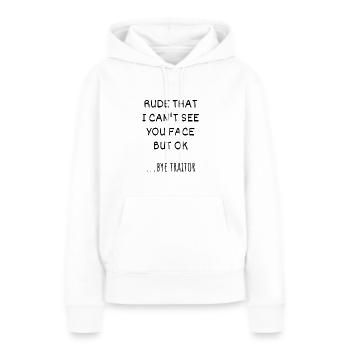 Marche des employés pour les femmes, marche des employés - Sweat à capuche Premium bio Femme - blanc - Devant - Julia (174cm)