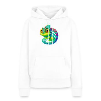 Caméléon - Sweat à capuche Premium bio Femme - blanc - Devant - Julia (174cm)