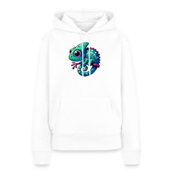 Caméléon - Sweat à capuche Premium bio Femme - blanc - Devant - Julia (174cm)