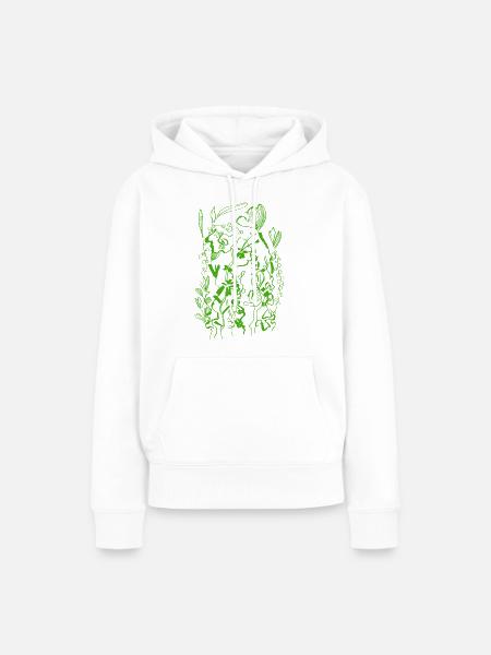 GRÜNE BLUMEN - Frauen Premium Bio Hoodie - Weiß