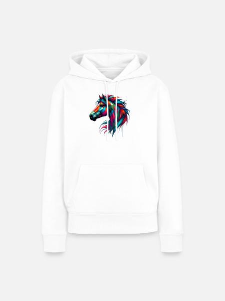 Pferd - Frauen Premium Bio Hoodie - Weiß