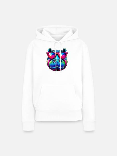 Nilpferd - Frauen Premium Bio Hoodie - Weiß