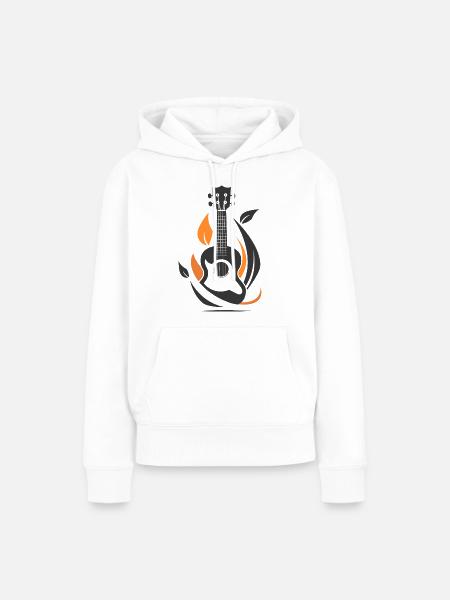 Ukulele Zeichnung - Frauen Premium Bio Hoodie - Weiß