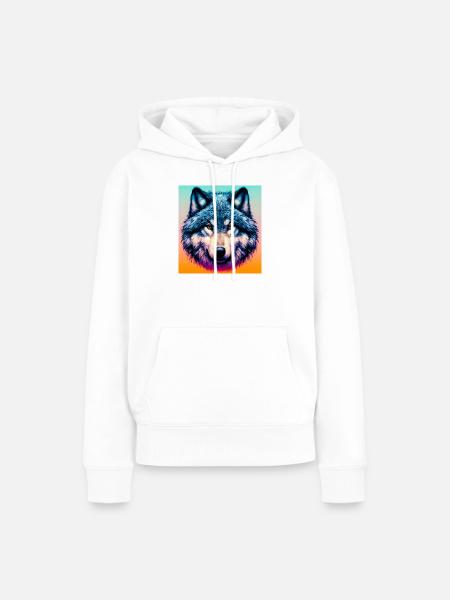 Wolf - Frauen Premium Bio Hoodie - Weiß