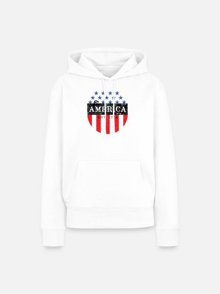 Amerikanischer patriotischer Shield - Frauen Premium Bio Hoodie - Weiß