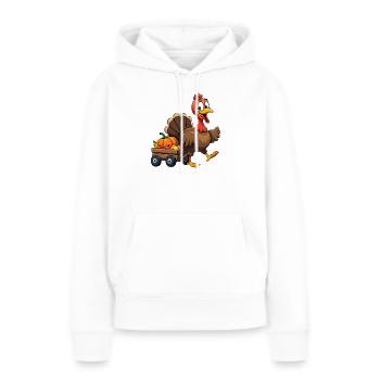 Thanksgiving Drôle Dinde de Thanksgiving - Sweat à capuche Premium bio Femme - blanc - Devant - Julia (174cm)