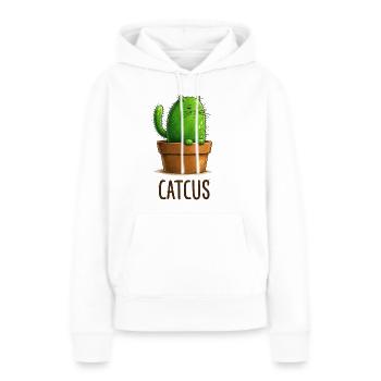 Catcus – Kaktuskatze mit Attitude - Frauen Premium Bio Hoodie - Weiß - Vorne - Julia (174cm)
