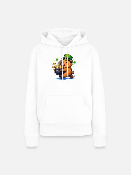 Niedliches Wasserschwein St. Patricks Day Gold - Frauen Premium Bio Hoodie - Weiß