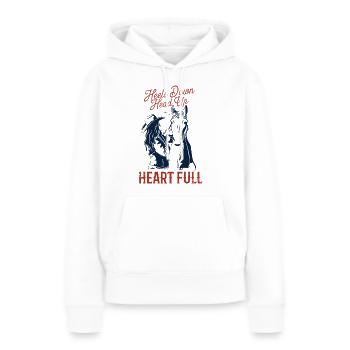 Sports équestres - Talons baissés, tête haute, cœur plein. - Sweat à capuche Premium bio Femme - blanc - Devant - Julia (174cm)