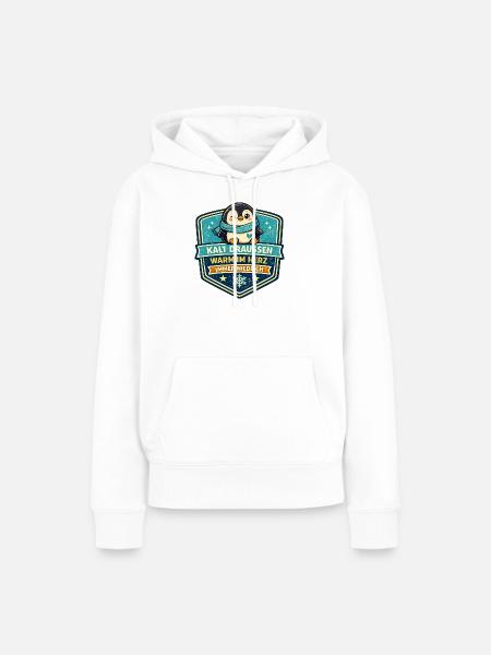 Kalt Draußen Warm Im Herz Pinguin - Frauen Premium Bio Hoodie - Weiß