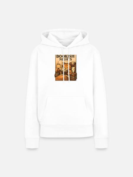 Buchige Katzennächte im Bett - Frauen Premium Bio Hoodie - Weiß