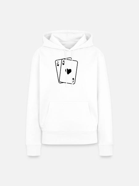 Herz-Ass-Bube-Karten - Frauen Premium Bio Hoodie - Weiß