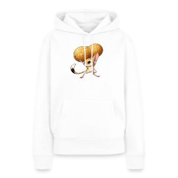 Maus mit Erdnuss-Riese - Frauen Premium Bio Hoodie - Weiß - Vorne - Julia (174cm)