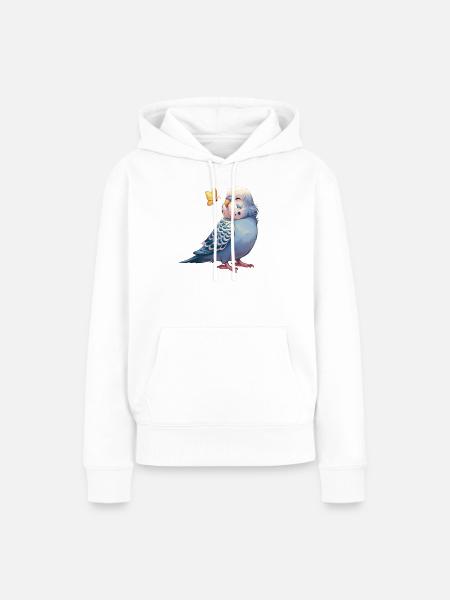 Wellensittich mit Schmetterling - Frauen Premium Bio Hoodie - Weiß