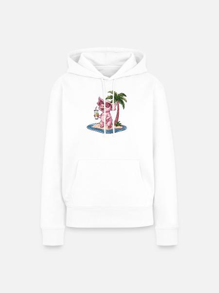 Schwein Sommer Palme - Frauen Premium Bio Hoodie - Weiß