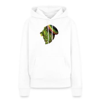 Tête de lion rastafari - Sweat à capuche Premium bio Femme - blanc - Devant - Julia (174cm)