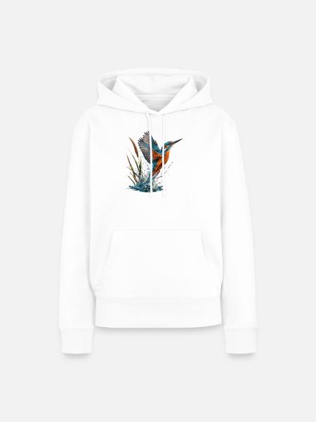 Smaragd-Eisvögel, der rauscht - Frauen Premium Bio Hoodie - Weiß