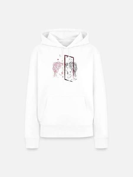 Abstraktes Spiegelbild Porträt Design - Frauen Premium Bio Hoodie - Weiß