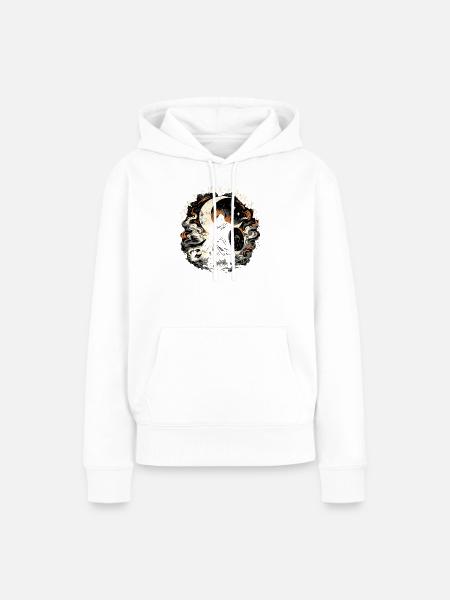 Mondkrieger im Nebelkreis - Frauen Premium Bio Hoodie - Weiß
