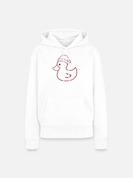 Weihnachtsente Silhouette mit Mütze - Frauen Premium Bio Hoodie - Weiß