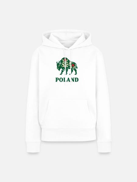 Polnische Bison-Volkskunst Polen Souvenir - Frauen Premium Bio Hoodie - Weiß
