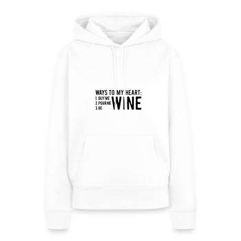 Chemins vers mon cœur: Achetez-moi, versez-moi, soyez vin - Sweat à capuche Premium bio Femme - blanc - Devant - Julia (174cm)