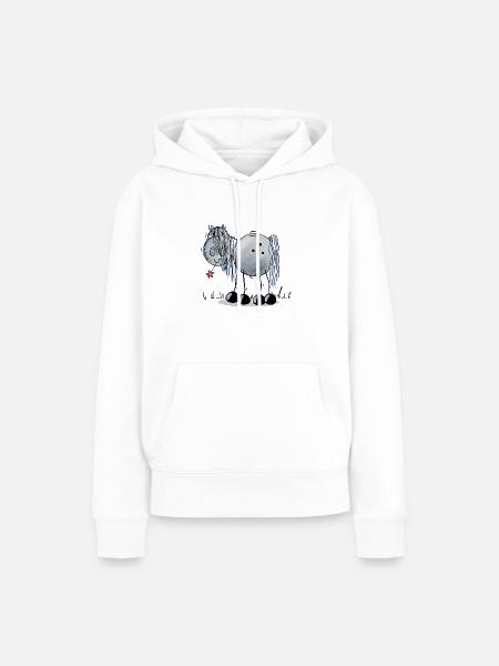 Pferd mit Blume - Frauen Premium Bio Hoodie - Weiß