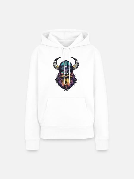 Wikinger Helm - Frauen Premium Bio Hoodie - Weiß
