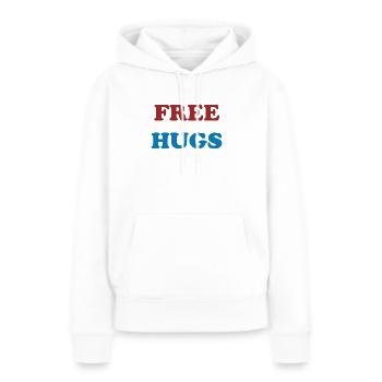 CÂLINS GRATUITS!! - Sweat à capuche Premium bio Femme - blanc - Devant - Julia (174cm)