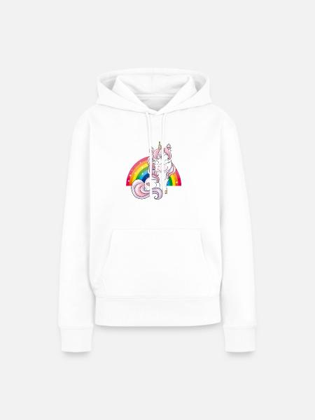 Baby Einhorn süß Regenbogen niedlich - Frauen Premium Bio Hoodie - Weiß