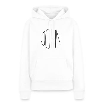 John - Frauen Premium Bio Hoodie - Weiß - Vorne - Julia (174cm)