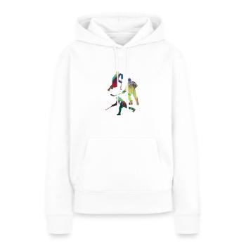 Eishockey, Hockey, Graffiti, bunt, stencil - Frauen Premium Bio Hoodie - Weiß - Vorne - Julia (174cm)
